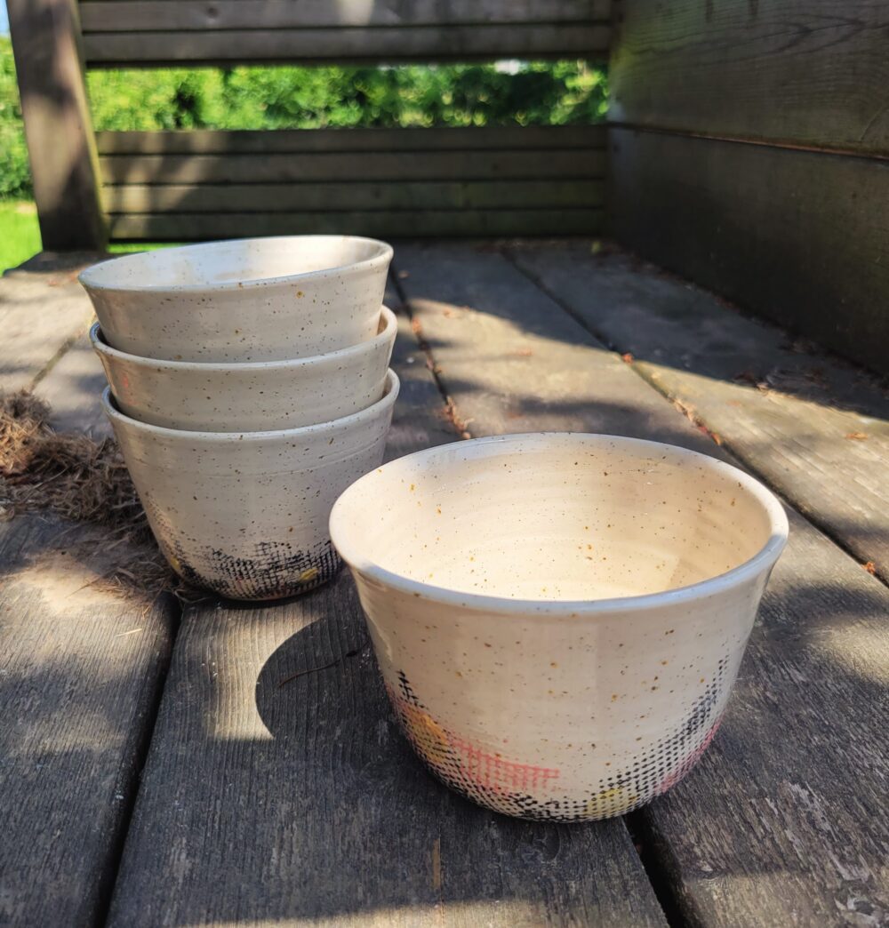 Bol “trame” en céramique artisanale – grès blanc pyrité - Fabriquer à Lille Fives – Image 2