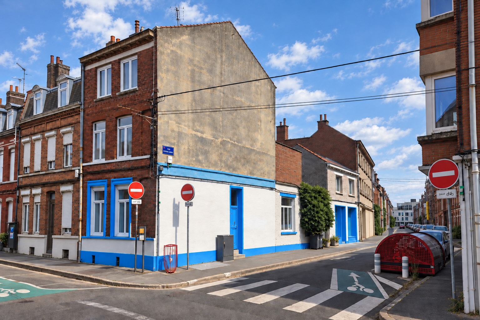 La Maison Fives · Le bâtiment d’angle, photographié en 2025.